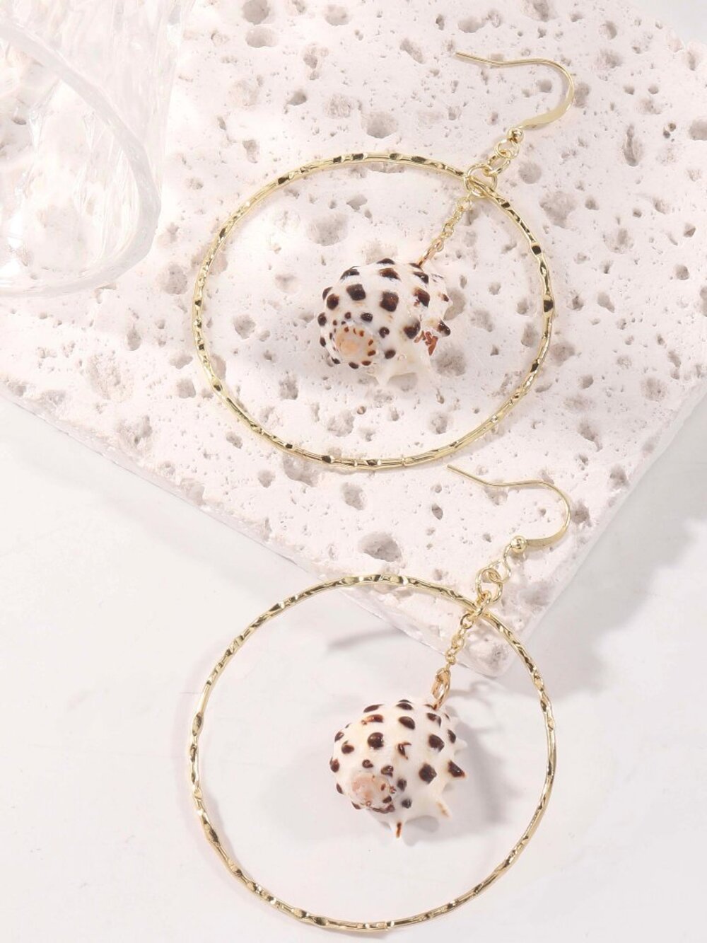 Spiny Shell Hoop Earrings, Natural Shells